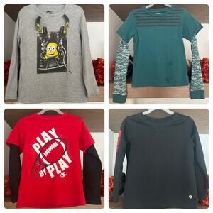 Boys Long Sleeve Athletic and Casual Tee Bundle, Thermal/Minions/Athletic